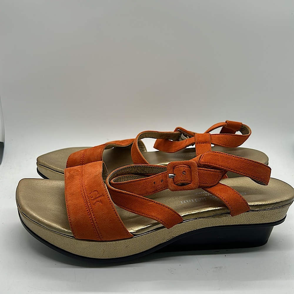 Stephane Ke’lian Burnt Orange Suede Wedge Platform Sandals Shoes **Sz 5.5**🌺🌺 - Picture 5 of 9